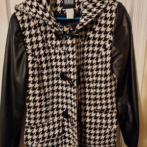 Wool and faux leather coat